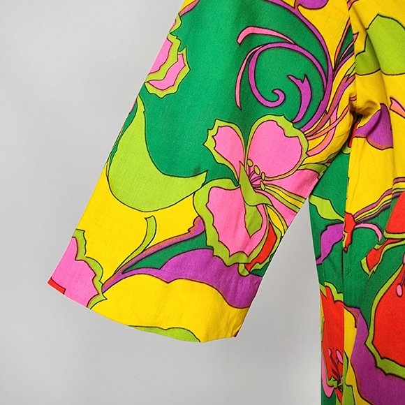 Vintage Pikake Made In Hawaii 70s Floral Dress Size M/L - Picture 4 of 16